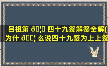 吕祖第 🦟 四十九签解签全解(为什 🐦 么说四十九签为上上签)